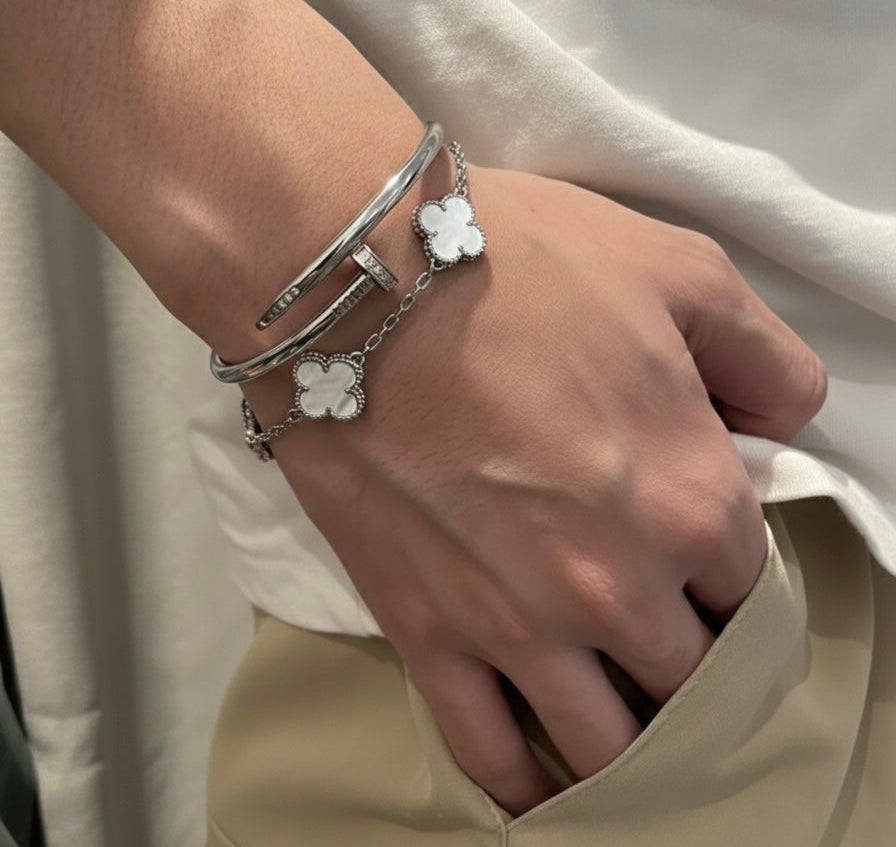 Duo clou & v.cleef argenté Blanche