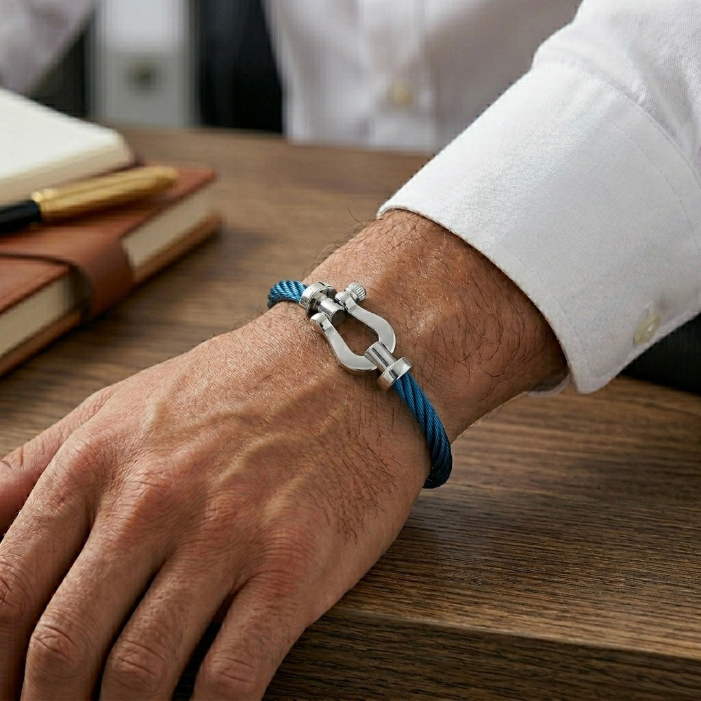Bracelet cable blue argente ( frad)