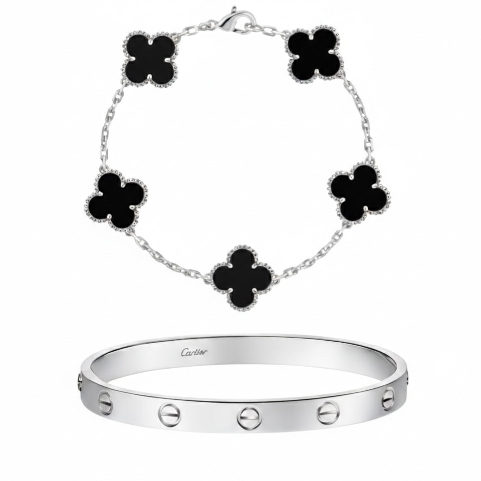 Duo love & v.cleef argenté noir