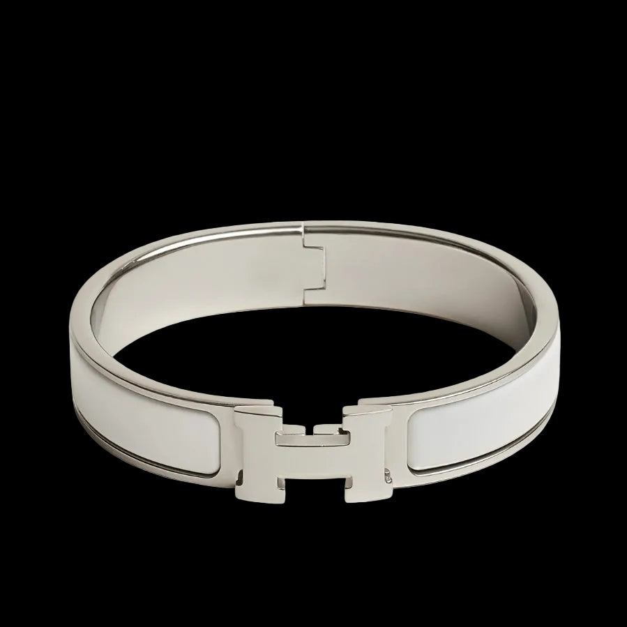 Hermèss H argenté blanche