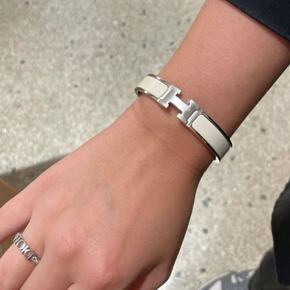 Hermèss H argenté blanc