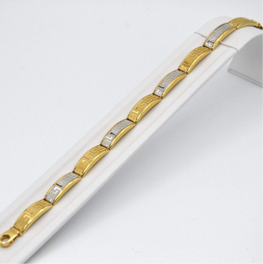 Bracelet bicolore motif grec