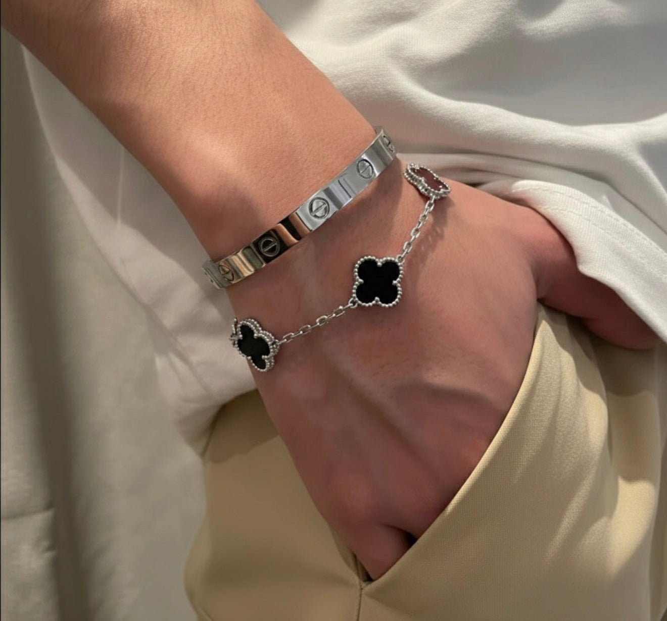 Duo love & v.cleef  argenté noir
