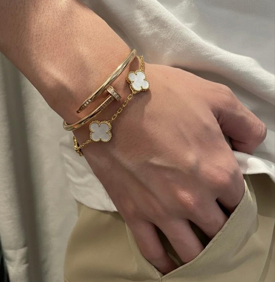 Duo clou & v.Cleef doré blanche