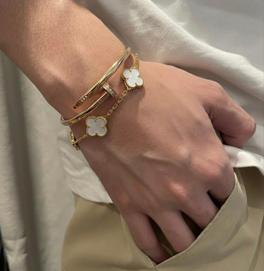 Duo clou & v.Cleef doré blanche