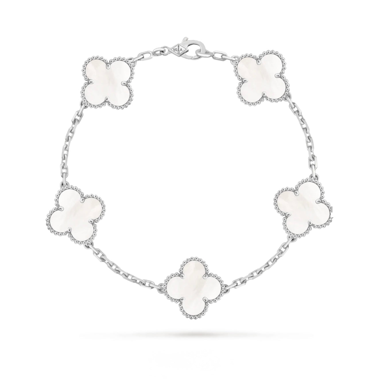 Gourmette v.cleef argenté blanche