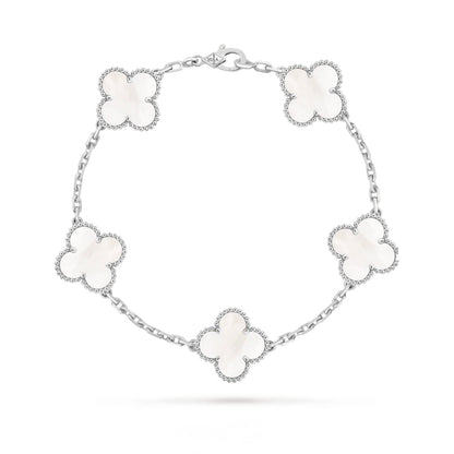 Gourmette v.cleef argenté blanche