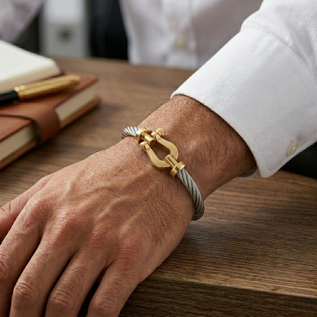 Bracelet Cable argenté doré ( frad)