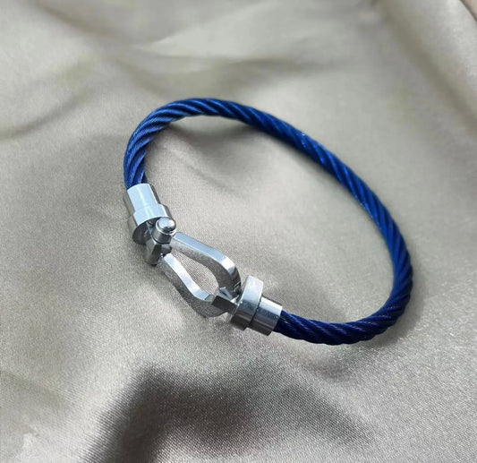 Bracelet Cable argenté blue
