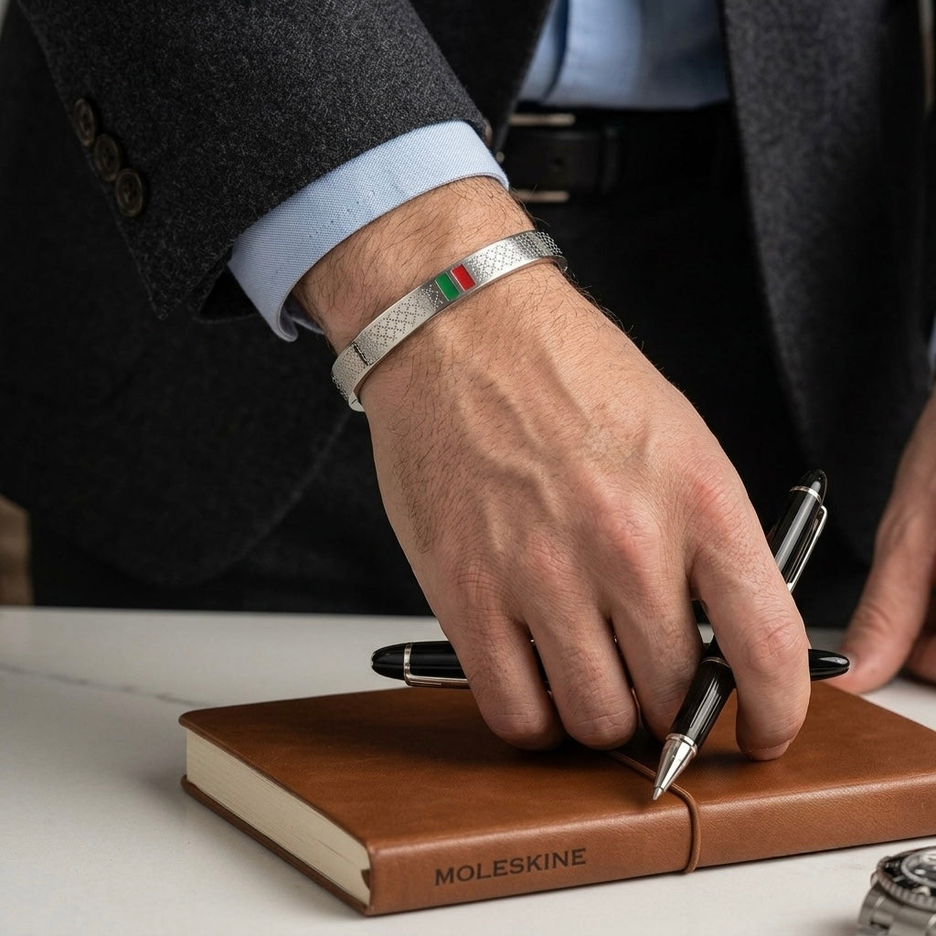 Bracelet motif gucci argenté